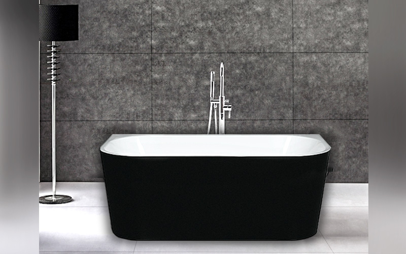 Wall-Faced Matte-Black Bathtub 1500mm KBT-10