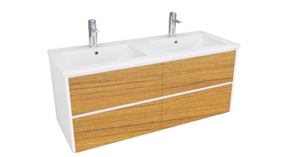 ALANA China Top White/ Timber, Double Bowl 1200mm Vanity ALW1200VC