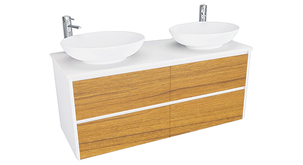 ALANA Stone Top White/ Timber, Double bowl 1200mm Vanity ALW1200ST