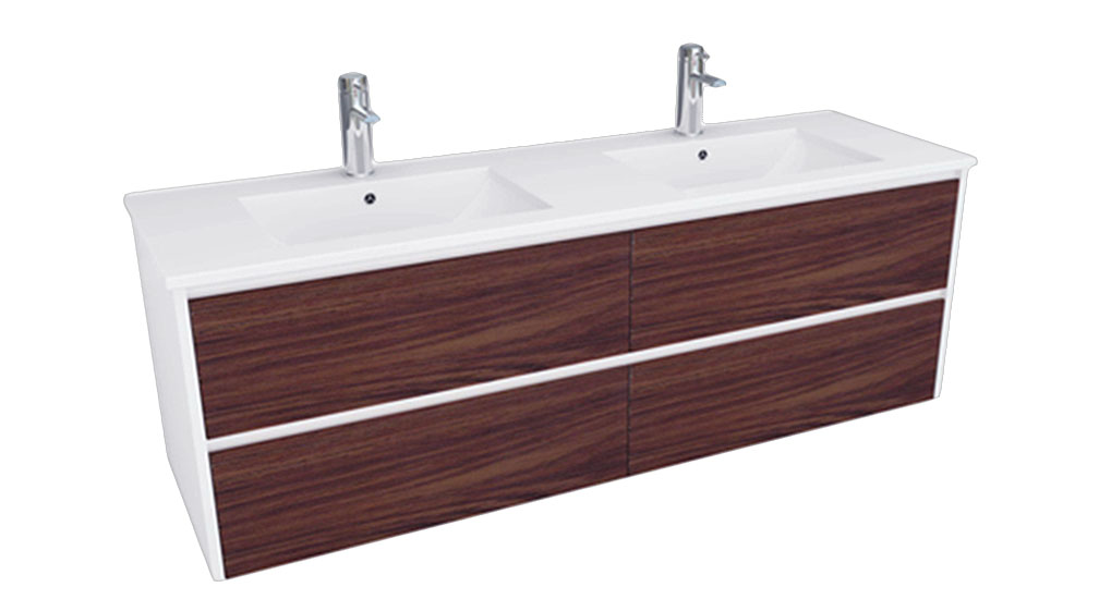 ALANA China Top White/Timber, Double bowl 1500mm Vanity ALW1500VC